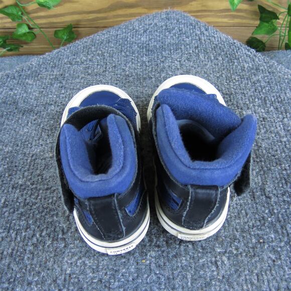 Converse Boys Sneaker Mid Sz T 7 Medium Blue Leather Hook & Loop - Picture 4 of 5